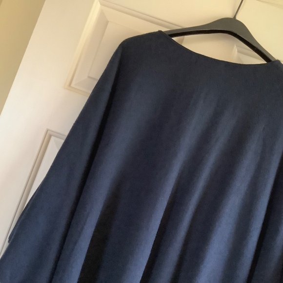 Lauren Ralph Lauren Intarsia-Knit Two-Tone Poncho Navy Red One Size Plus - Picture 7 of 16